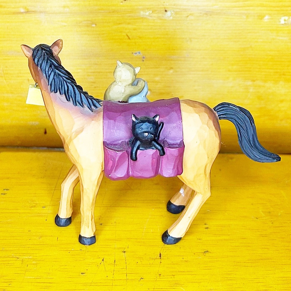 Horse with Free Kittens Figurine Cat Lover Whimsical Resin Statue - Picture 7 of 7